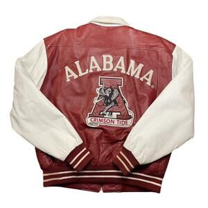 CSC 90s Alabama crimson tide football Vintage Leather Jacket mens size large